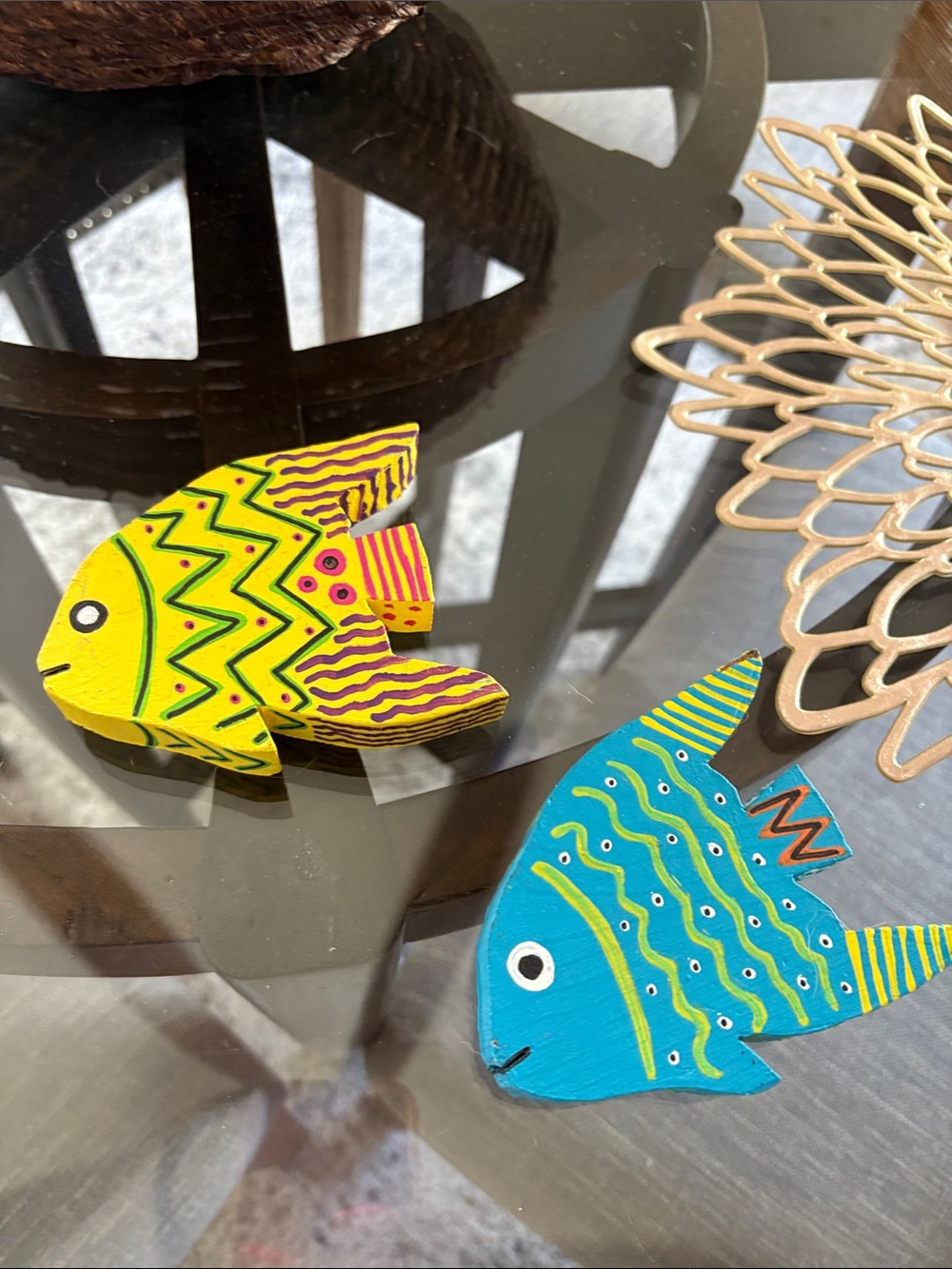 Hand-Painted Blue & Yellow Decorative Fish Set for Aquariums and Home Decor